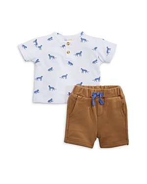 Bloomie's Baby Boys' Animal Print Top & French Terry Short Set - Baby In Tan
