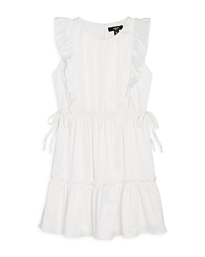 Aqua Girls' Satin Flutter Sleeve Dress, Little Kid, Big Kid - 100% Exclusive In White