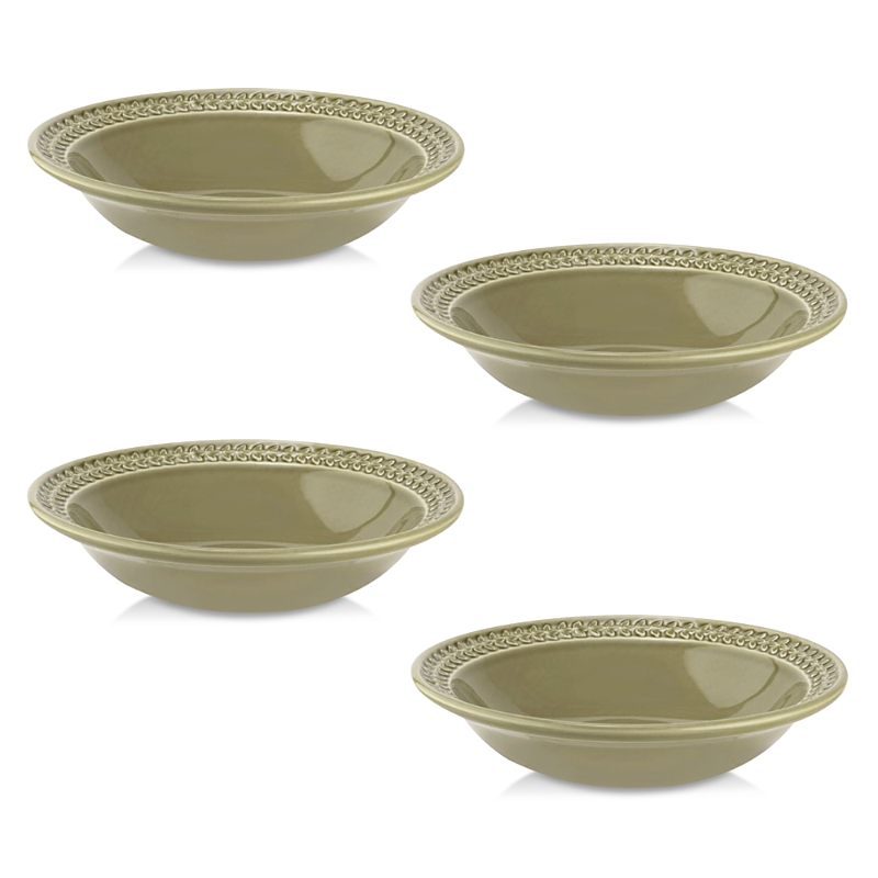 Portmeirion Set Of 4 Botanic Garden Harmony Pasta Bowls In Moss Green