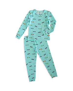 Lovey & Grink Unisex Race Car Pajama Set - Baby, Little Kid, Big Kid In Bright Blue