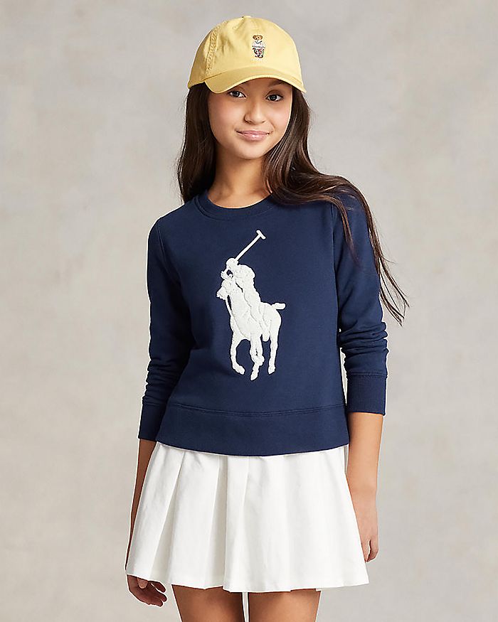 Ralph Lauren Girls' Big Pony Fleece Sweatshirt Dress - Big Kid