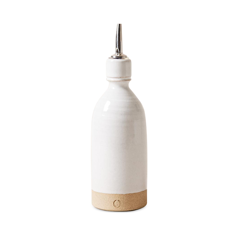 Farmhouse Pottery Medium Olive Oil Bottle In Open White