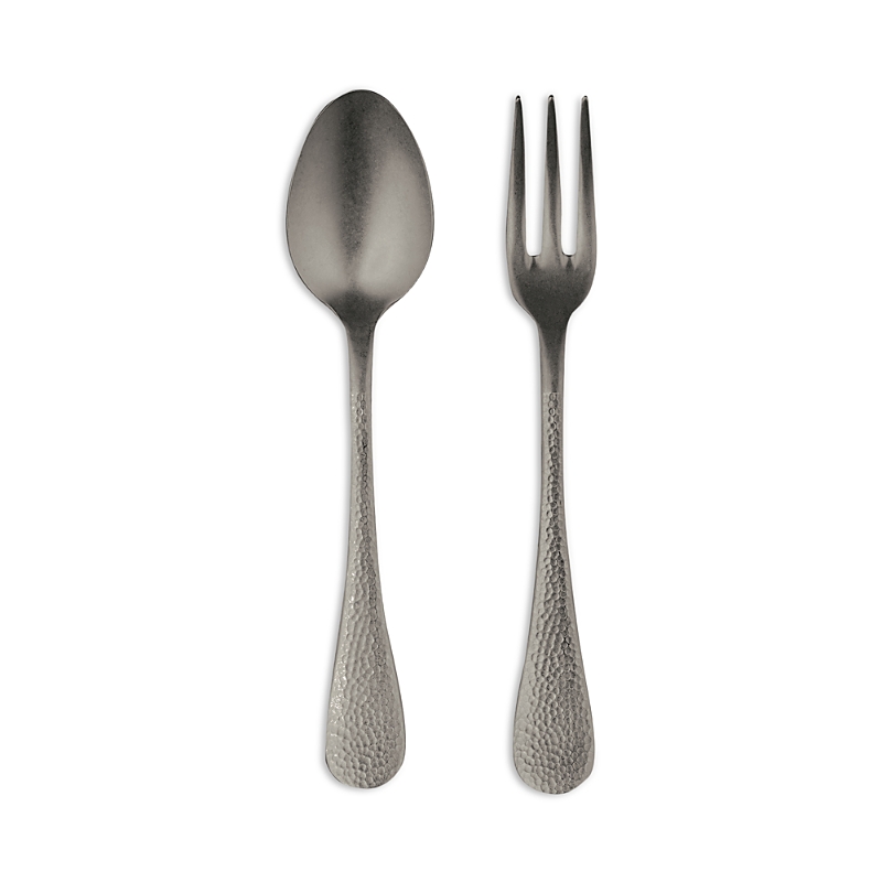 Mepra 2 Piece Textured Silver Serving Set In Gray