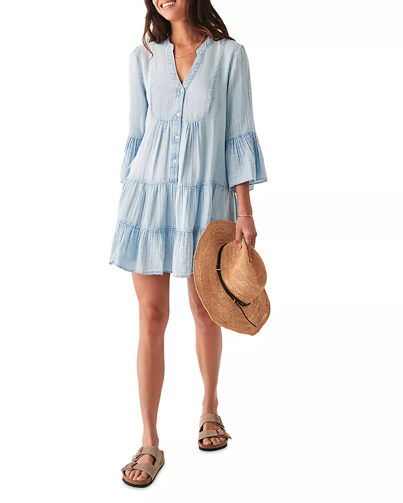 Faherty Kasey Organic Cotton Tiered Dress