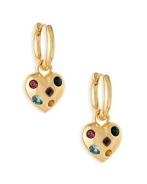 Shop Ettika Rainbow Heart Drop Earrings In Multi/gold
