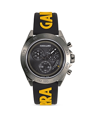 Shop Ferragamo Urban Ion-plated Stainless Steel Chronograph Watch, 43mm In Black/yellow