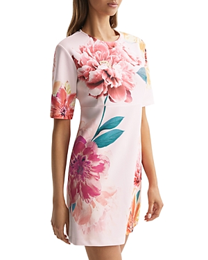 Reiss Tory Floral Print Shift Dress In Pink | ModeSens
