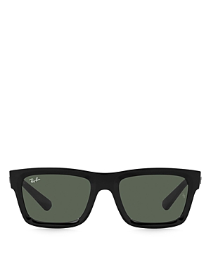 Shop Ray Ban Ray-ban Warren Low Bridge Fit Rectangle Sunglasses, 57mm In Black/gray Solid