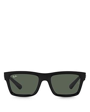 Ray Ban Ray-ban Warren Rectangle Sunglasses, 54mm In Black/green Solid