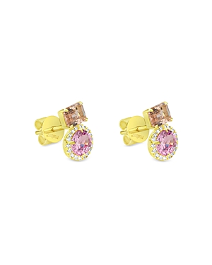 Meira T 14k Yellow Gold Pink Sapphire & Morganite Stud Earrings In Pink/gold