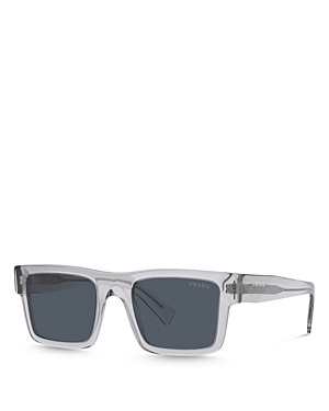 Prada Men's Clear Rectangle Sunglasses In Silver/gray Solid