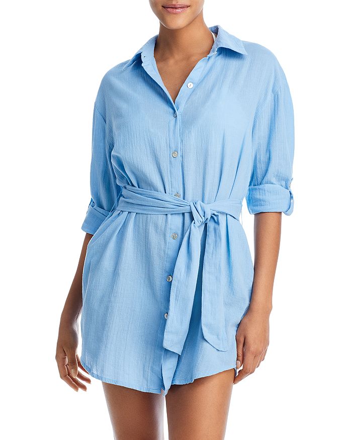 BECCA® by Rebecca Virtue Gauzy Swim Cover-Up Shirt Dress | Bloomingdale's