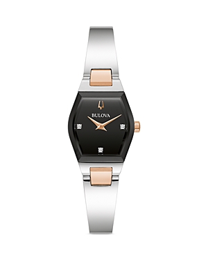 Shop Bulova Gemini Bangle Watch, 33mm X 22.5mm In Black/silver