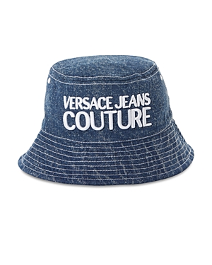 VERSACE JEANS COUTURE INSTITUTIONAL LOGO EMBROIDERED DENIM BUCKET HAT
