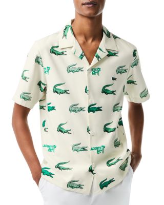 Lacoste Men's Printed Short-sleeved Golf Shirt - 18 - 46 In White