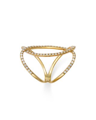 Diamond Crossover Ring in 14K Yellow Gold, 0.75 tcw 