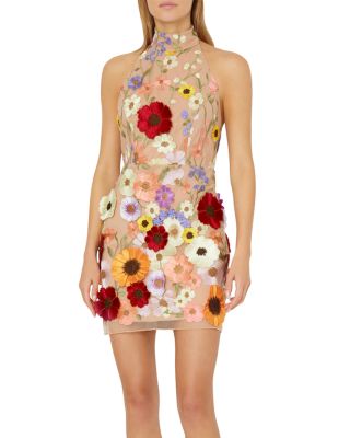 3d flower short dress best sale