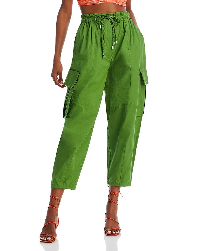 High-rise cotton cargo pants in green - Dolce Gabbana