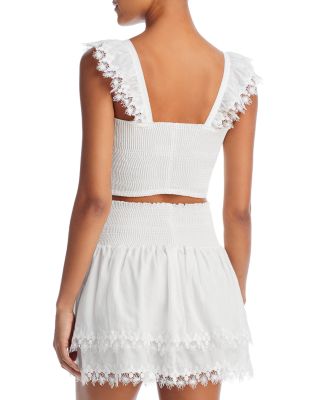 Mariel Smocked Top Swim Cover-Up & Belle Smocked Mini Skirt Swim Cover-Up