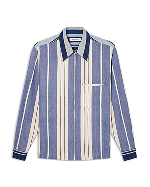 Wales Bonner Atlantic Striped Zipped Jacket In Blue White