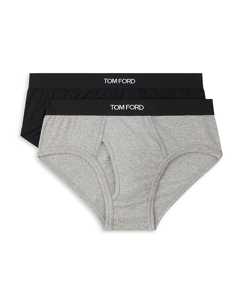 Tom Ford Men's 2-pack Solid Jersey Logo-waist Briefs In Oxford