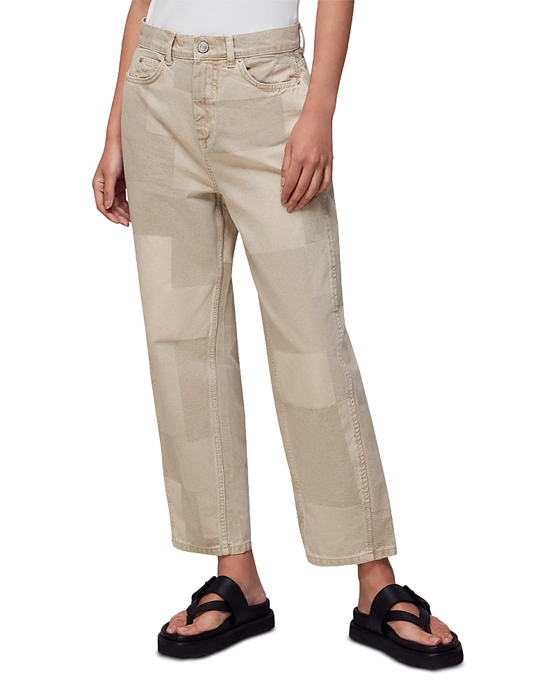 Whistles Cotton Authentic Patchwork High Rise Boyfriend Jeans In Stone In Stone