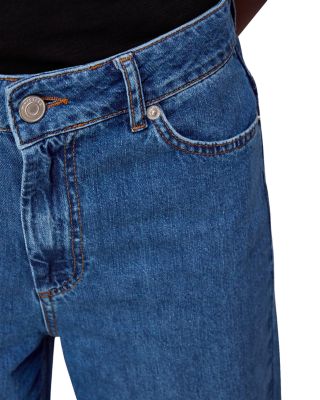 Cotton Cropped Wide Leg Jeans in Denim