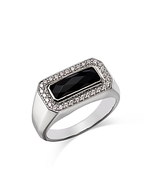 Bloomingdale's Men's Onyx & Diamond Ring In 14k Two Tone Gold - 100% Exclusive In Black/white