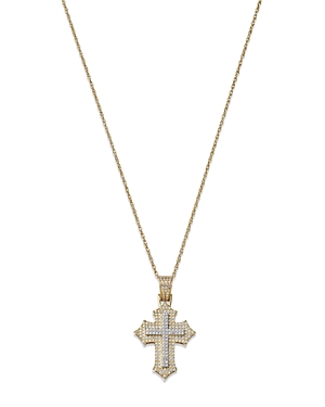 Bloomingdale's Men's Diamond Cross Pendant Necklace In 14k Yellow Gold, 0.33 Ct. T.w. - 100% Exclusive