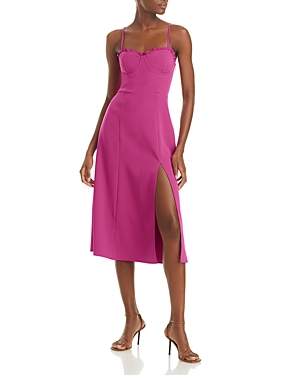 French Connection Sleeveless Ruffle Trim Midi Dress In Wild Rosa