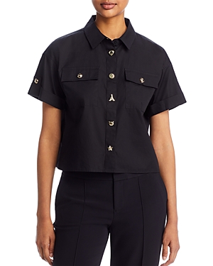 Karl Lagerfeld Paris Cotton Mixed Button Utility Shirt