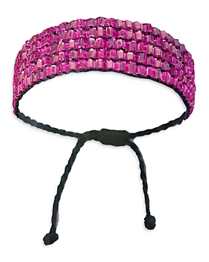Ayounik Talesh Pink Beaded Slider Bracelet In Pink/black
