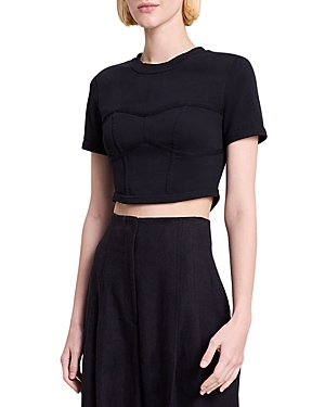 A.l.c Womens Wren Tee Cropped Top In Black In Black