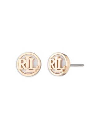 Lauren Ralph Lauren Logo Mother Of Peal Stud Earrings, Gold