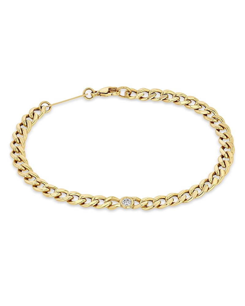 Zoë Chicco 14k Yellow Gold Floating Diamonds Diamond Curb Link Chain Bracelet In Gold