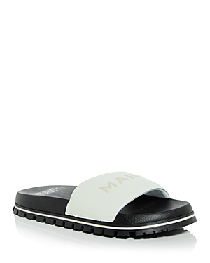 Shop Marc Jacobs Women's The Slide Logo Sandals In Cotton White