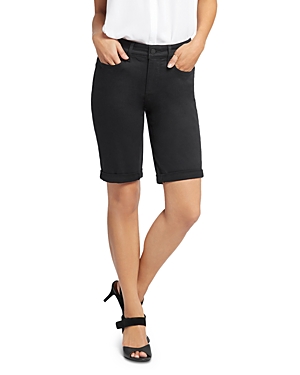 Nydj Briella Roll Cuff Denim Bermuda Shorts In Black