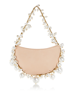 L'alingi Cluster Faux Pearl Shoulder Bag In Beige/gold