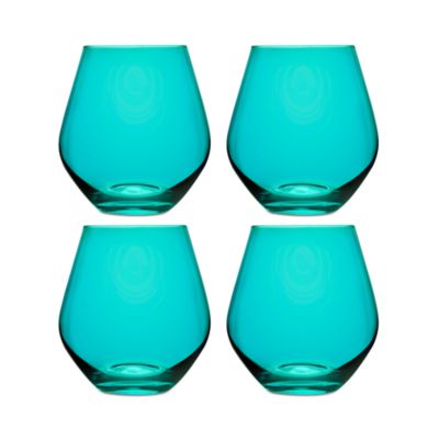 Godinger - Meridian Teal Stemless Glasses, Set of 4