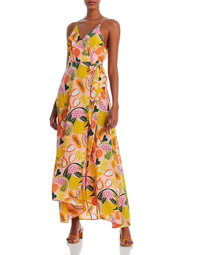 AQUA Wrap Front Fruit Print Maxi Dress - 100% Exclusive | Bloomingdale's