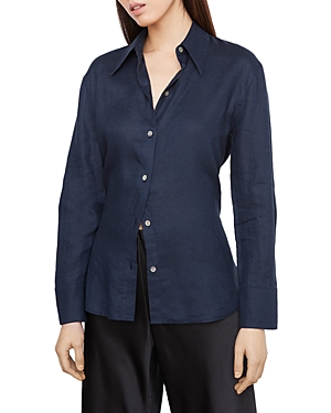 Vince Relaxed Linen Button-front Shirt In Coastal