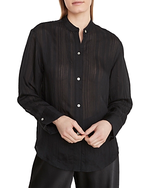 Vince Drapey Stripe Band-collar Shirt In Marina