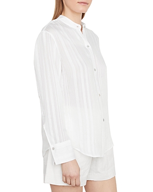 Vince Drapey Stripe Band Collar Button-up Shirt In Optic White