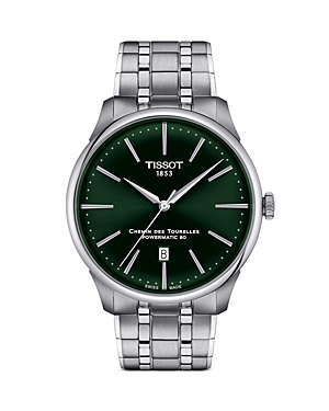 Shop Tissot Chemin Des Tourelles Powermatic 80 Watch, 42mm In Green/silver