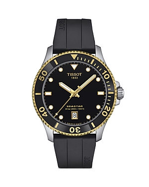 Tissot Men's Swiss Seastar 1000 Black Rubber Strap Watch 40mm In Black