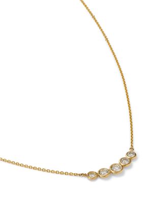 Diamond Bezel Curved Bar Necklace in 14K Yellow Gold, 0.80 tcw 