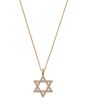 Bloomingdale's Diamond Star Of David Pendant Necklace In 14k Yellow Gold, 0.50 Ct. T.w. - 100% Exclusive