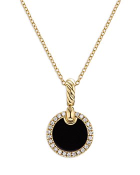 David Yurman - Petite DY Elements® Pendant Necklace in 18K Yellow Gold with Black Onyx and Pavé Diamonds