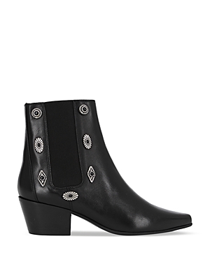 Shop The Kooples Women's Pointed Toe Decorated Stretch Block Heel Chelsea Boots In Black