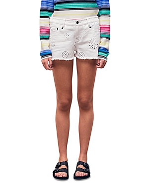 Shop The Kooples Cotton Broderie Anglaise Shorts In Whi01